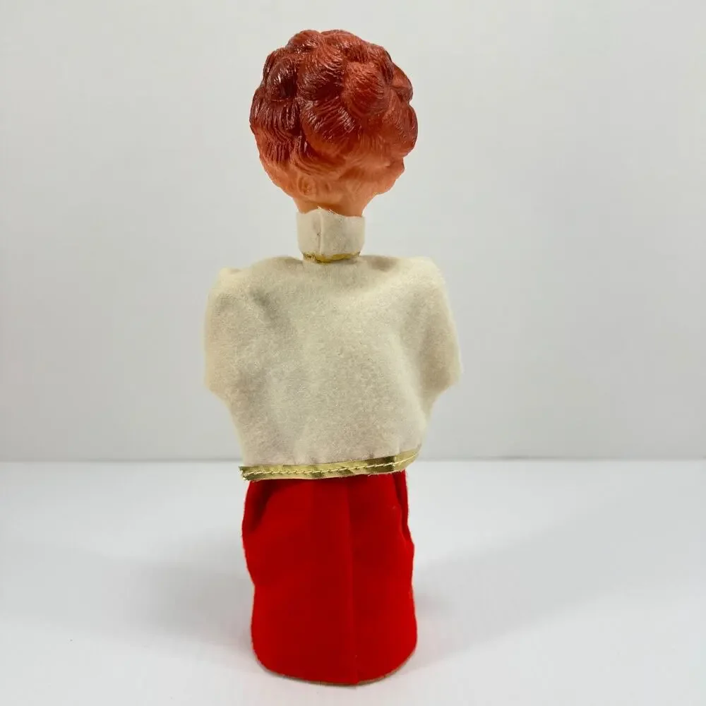 Vintage Christmas Caroler Figure Felt Holiday Decor MCM Japan Figurine